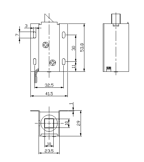 帶信號(hào)感應(yīng)開(kāi)關(guān)推拉式門(mén)鎖電磁鐵尺寸圖